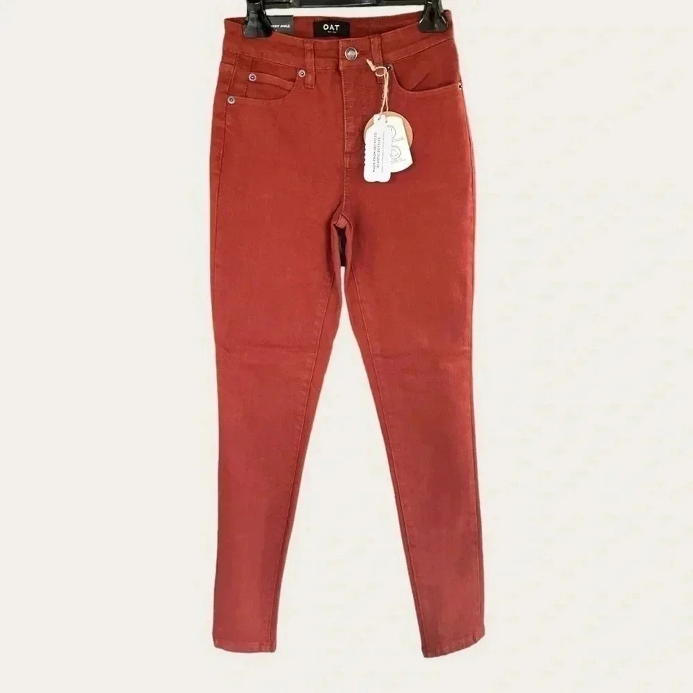 OAT New York Women's Size 25 High Rise Skinny Ankle Jeans in Rust